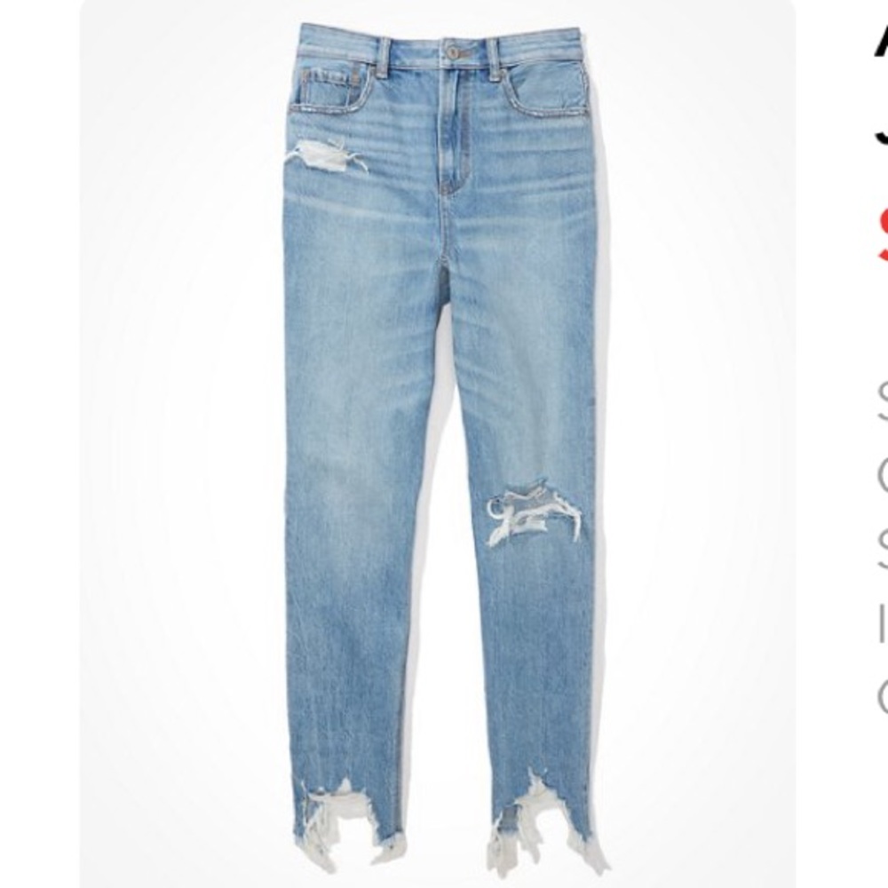 American Eagle Ripped Highest Waist Mom Jean